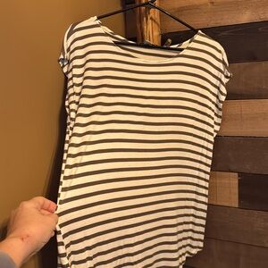 Comfy top with grayish/tan stripes